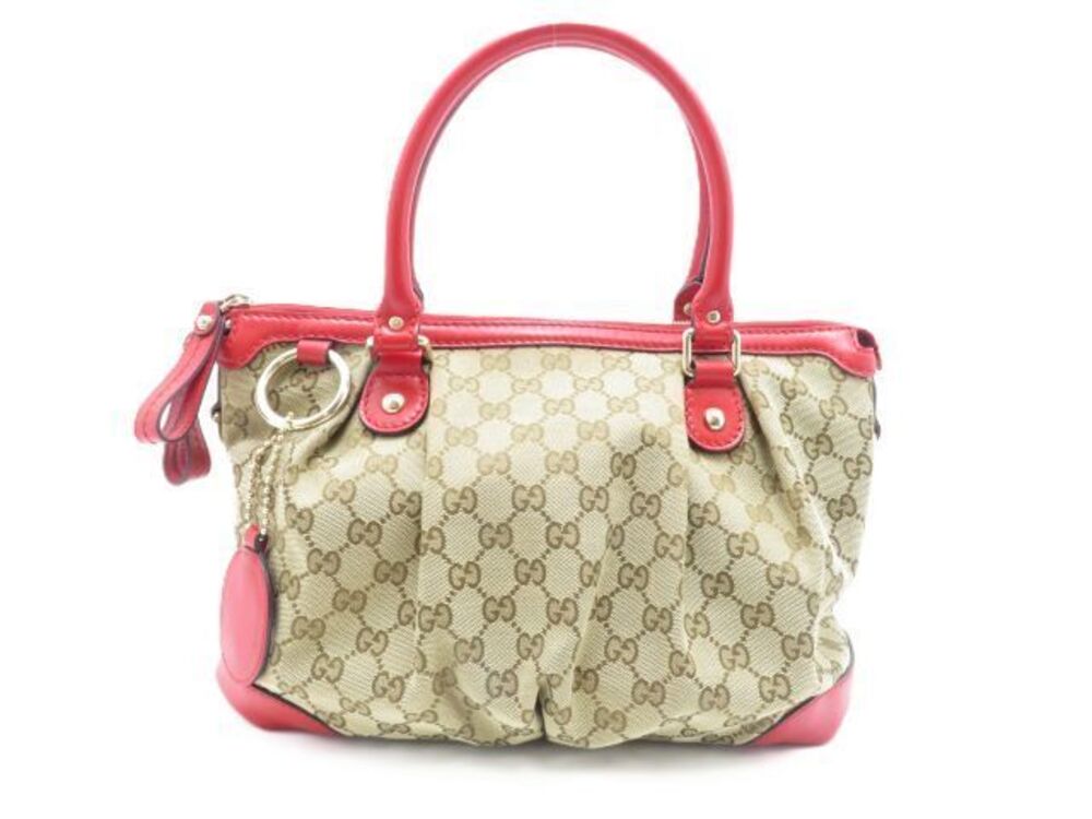 Gucci Sukey GG bag Beige Cream red canvas leather shoulder